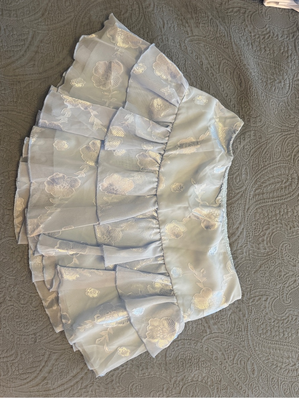 SHEIN Light Blue Floral Tiered Ruffle Mini Skirt size large